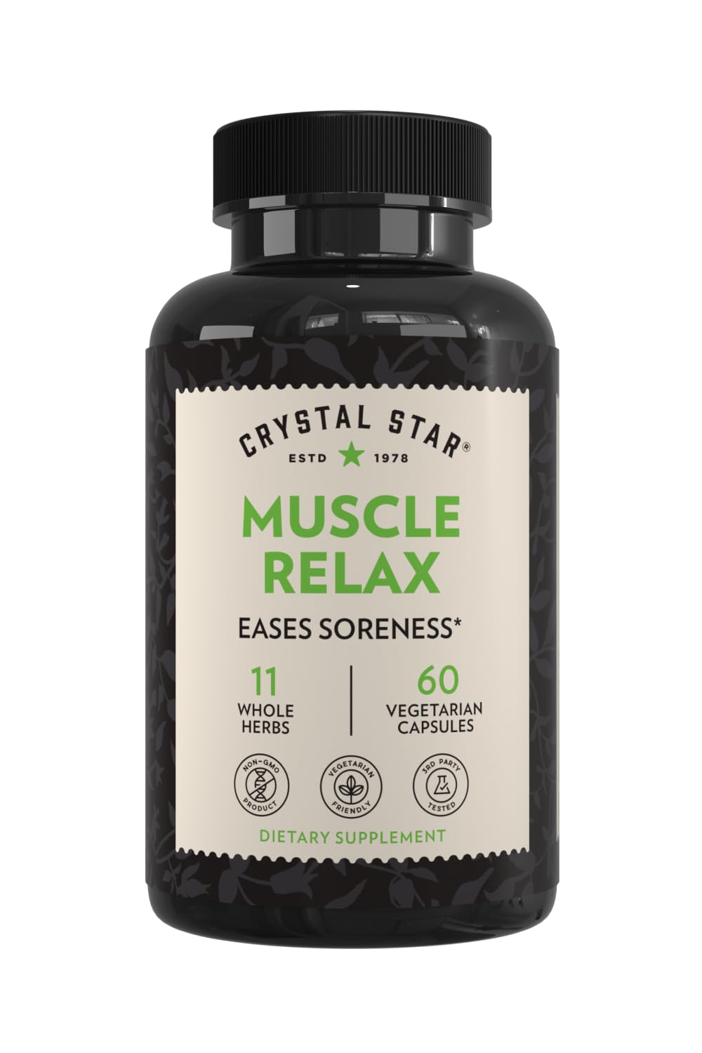 Crystal Star Muscle Relax (60 Capsules) – Herbal Relief from Sore Muscles, Cramps & Spasms – Valerian Root, Jamaica Dogwood & Cramp Bark - Non-GMO - dailyvitalstore