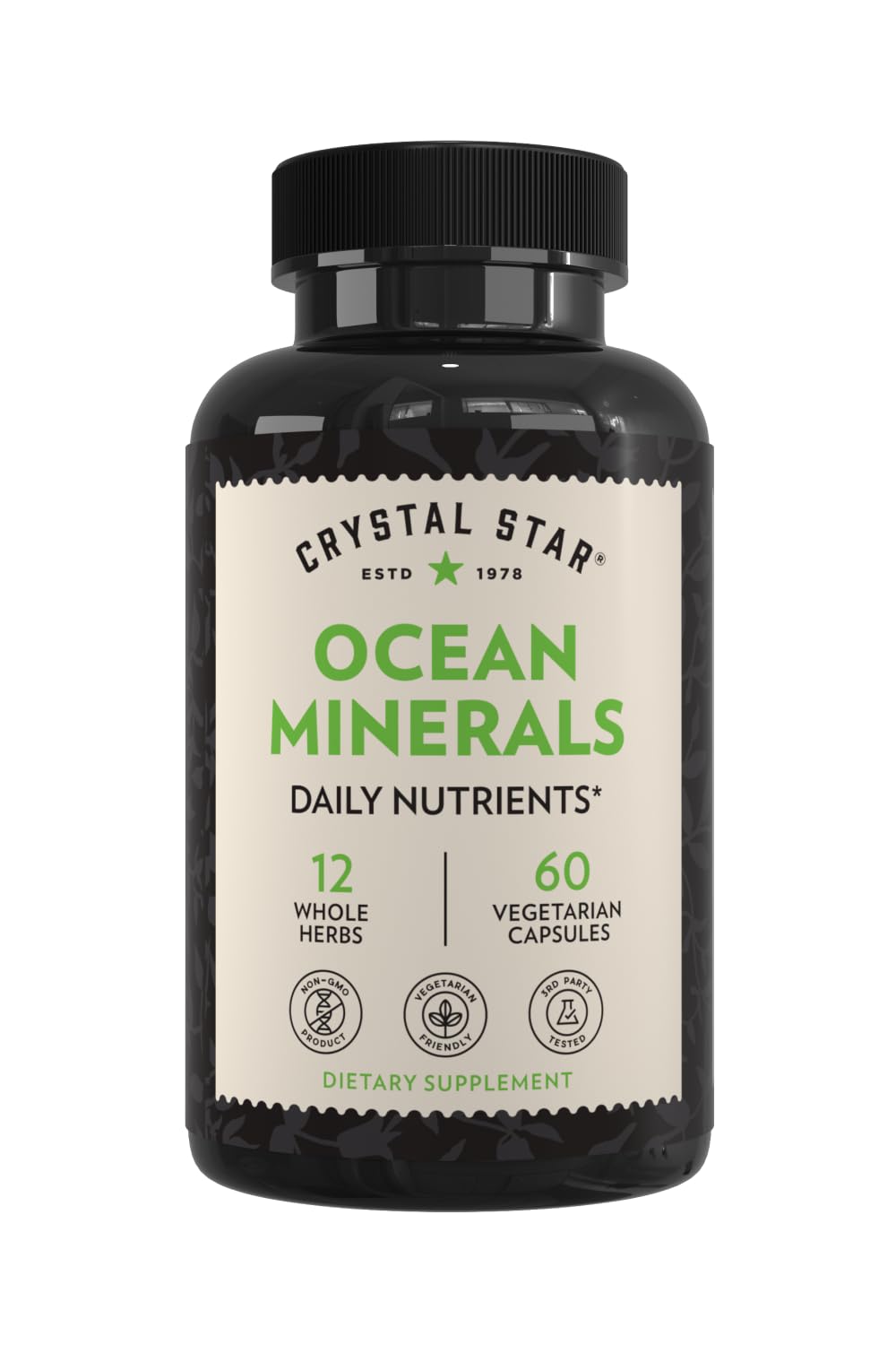 Crystal Star Ocean Minerals Supplement (60 Capsules) – Daily Herbal Supplement for Bone Health & Collagen – Sea Buckthorn, Spirulina & Organic Alfalfa - Non-GMO - dailyvitalstore