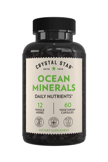 Crystal Star Ocean Minerals Supplement (60 Capsules) – Daily Herbal Supplement for Bone Health & Collagen – Sea Buckthorn, Spirulina & Organic Alfalfa - Non-GMO - dailyvitalstore