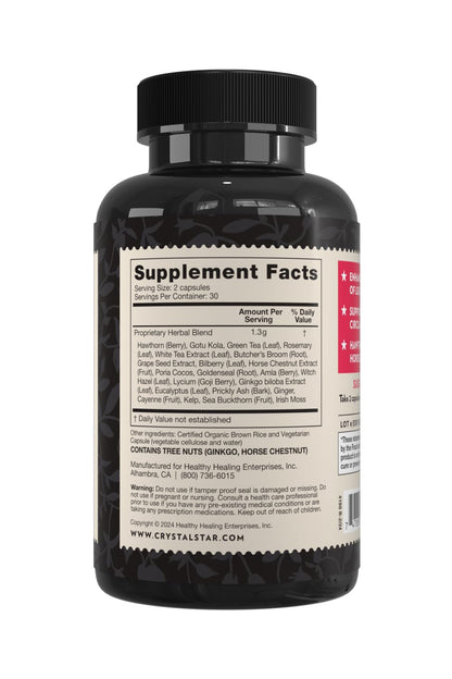Crystal Star Vari-Vein (60 Capsules) - Herbal Circulation Support Supplement for Varicose Veins & Spider Veins Treatment - Witch Hazel, Butcher’s Broom, Hawthorn & Horse Chestnut- Non-GMO - dailyvitalstore