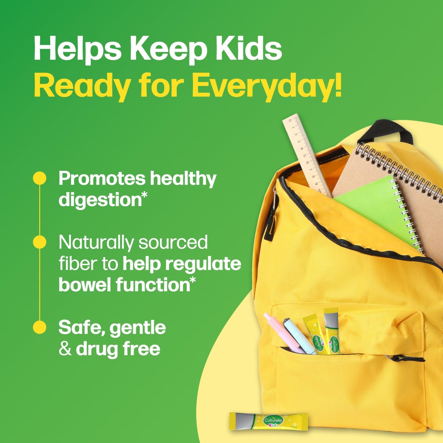 Culturelle Kids Probiotic + Fiber Packets (Ages 3+) - 24 Count - Digestive Health & Immune Support - Helps Restore Regularity (Packaging may vary) - dailyvitalstore