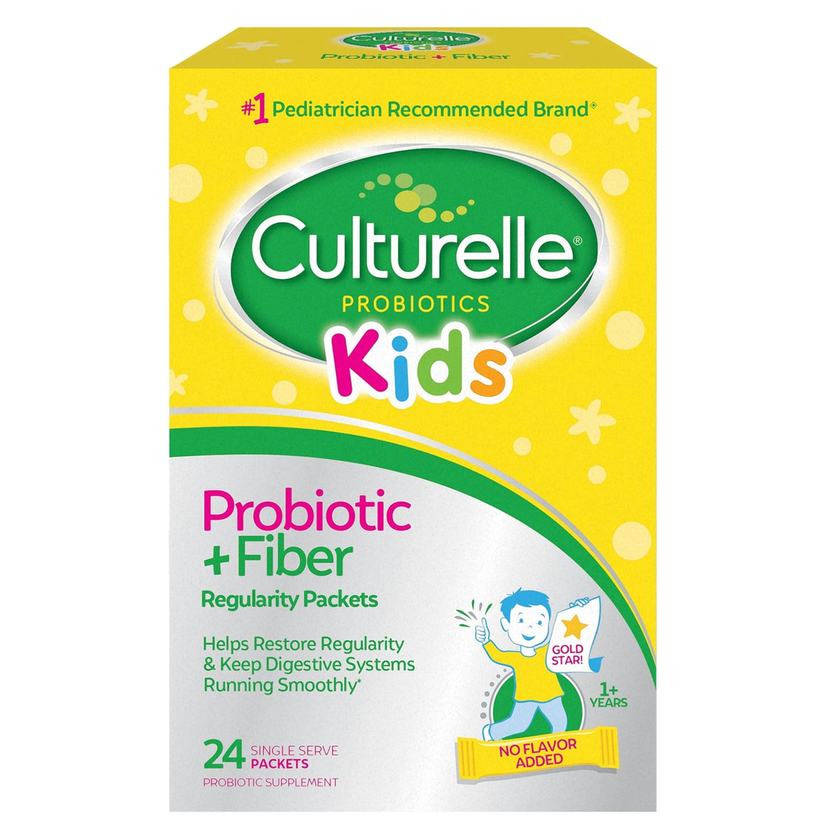 Culturelle Kids Probiotic + Fiber Packets (Ages 3+) - 24 Count - Digestive Health & Immune Support - Helps Restore Regularity (Packaging may vary) - dailyvitalstore