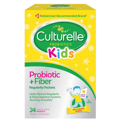 Culturelle Kids Probiotic + Fiber Packets (Ages 3+) - 24 Count - Digestive Health & Immune Support - Helps Restore Regularity (Packaging may vary) - dailyvitalstore