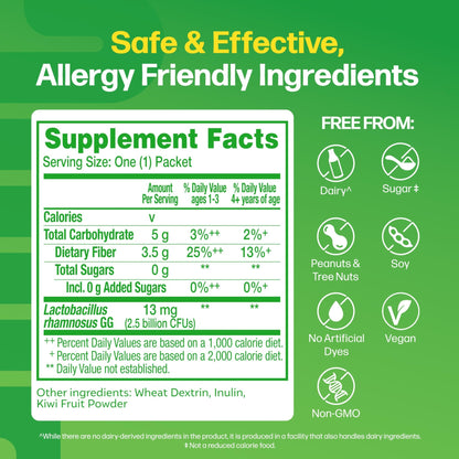 Culturelle Kids Probiotic + Fiber Packets (Ages 3+) - 24 Count - Digestive Health & Immune Support - Helps Restore Regularity (Packaging may vary) - dailyvitalstore