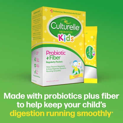 Culturelle Kids Probiotic + Fiber Packets (Ages 3+) - 24 Count - Digestive Health & Immune Support - Helps Restore Regularity (Packaging may vary) - dailyvitalstore