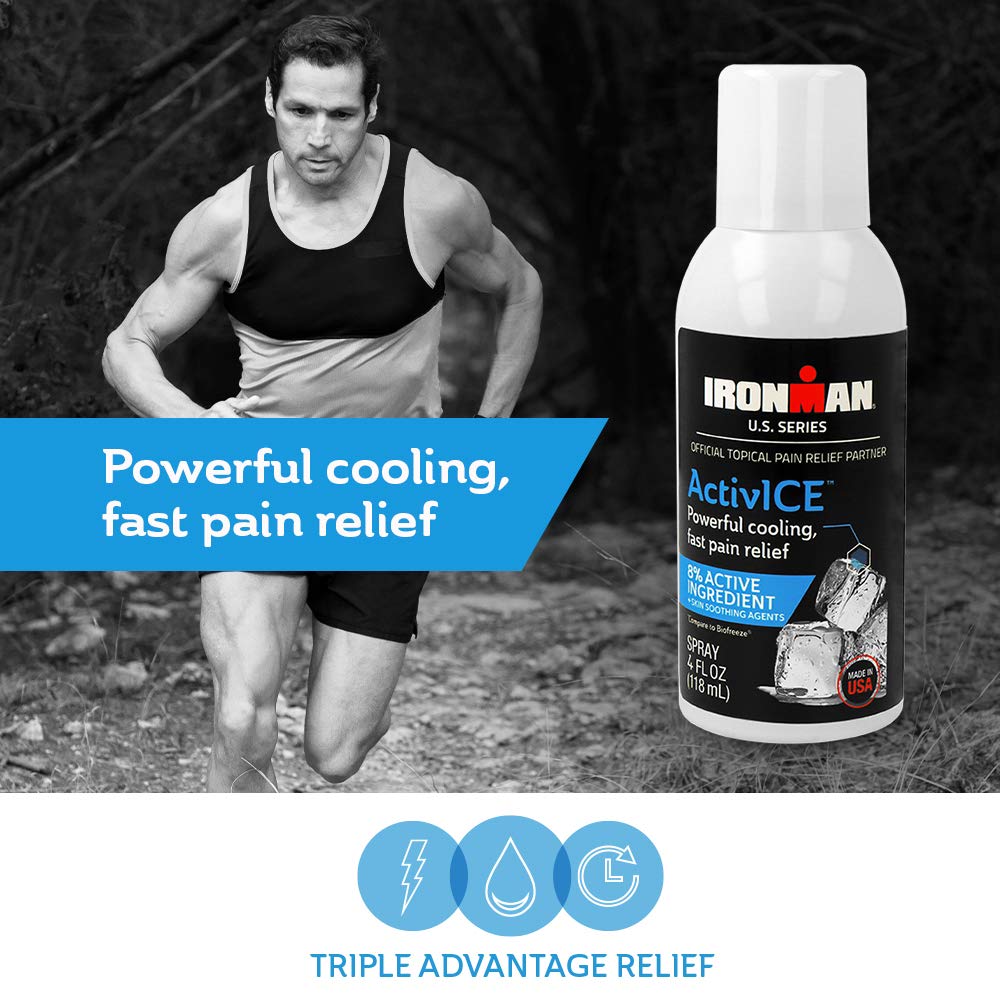 Curad IRONMAN ActivICE Cooling Spray, Topical Pain Relief for Arthritis, Joint, Muscle, Back & Body Aches & Pain, 4 oz (1 count) - dailyvitalstore