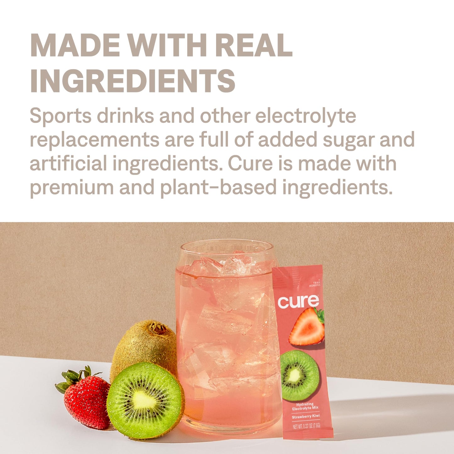 Cure Hydration | Plant-Based Electrolyte Drink Mix | No Added Sugar | FSA-HSA | Dehydration Relief Powder Made with Coconut Water | Non-GMO | Vegan | 28 Servings Jar - Strawberry Kiwi - dailyvitalstore