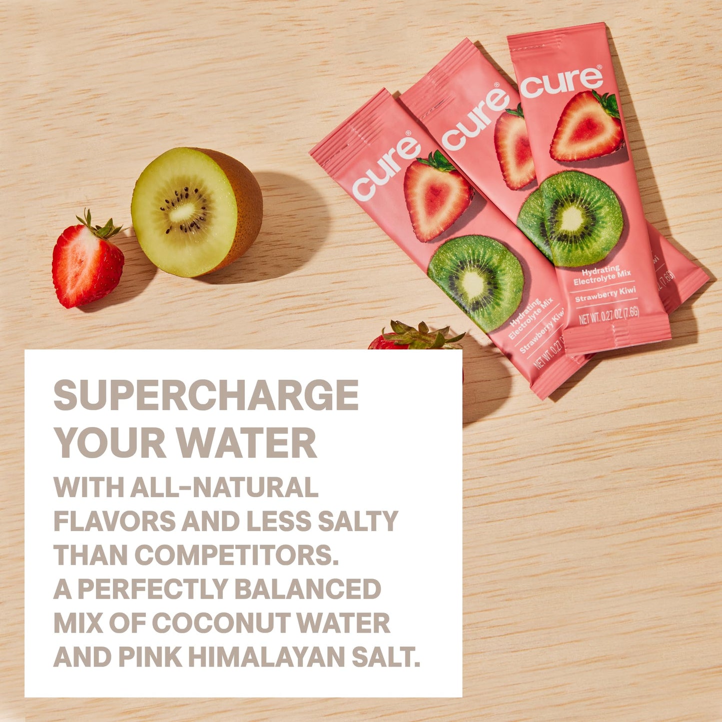 Cure Hydration | Plant-Based Electrolyte Drink Mix | No Added Sugar | FSA-HSA | Dehydration Relief Powder Made with Coconut Water | Non-GMO | Vegan | 28 Servings Jar - Strawberry Kiwi - dailyvitalstore