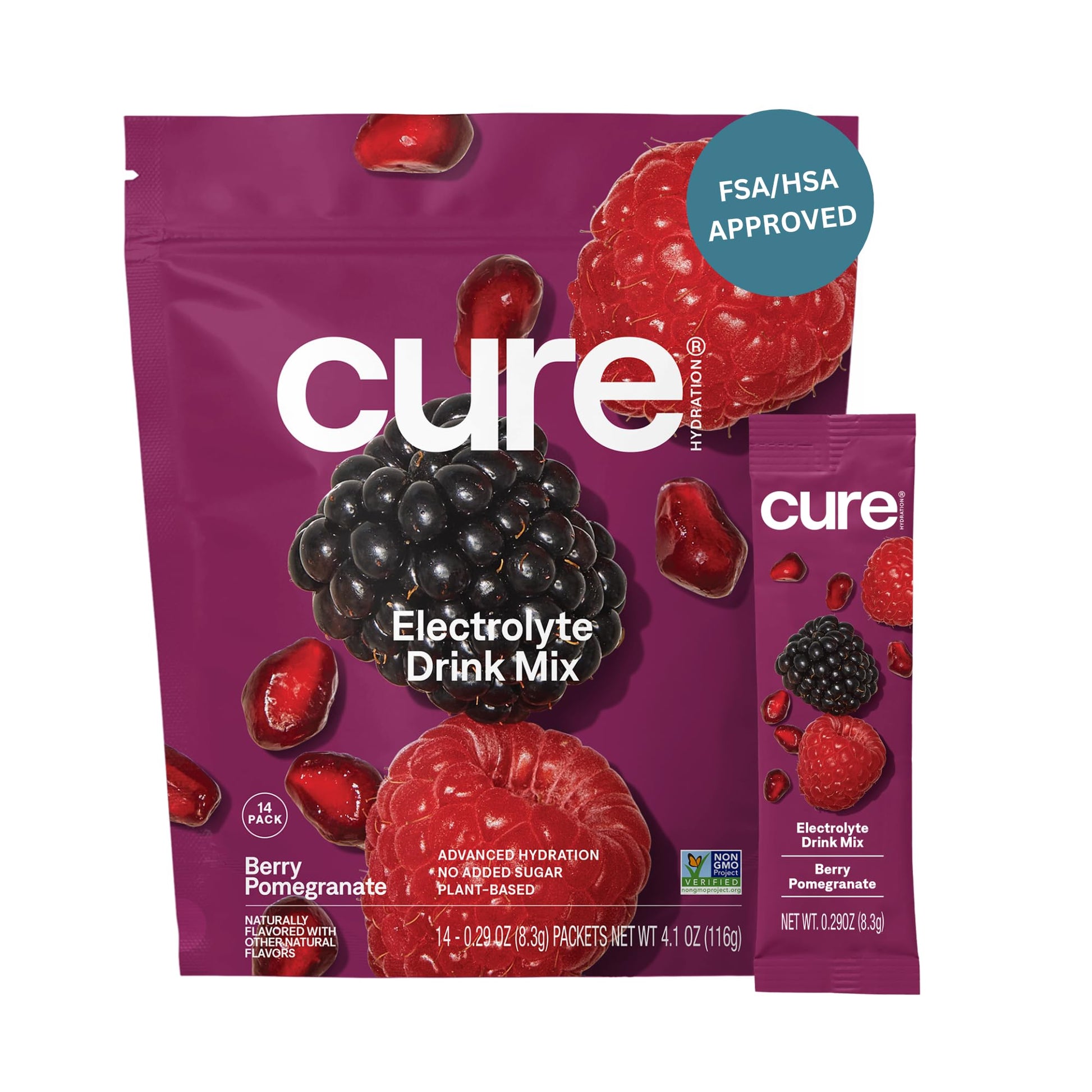 Cure Hydration | Plant-Based Electrolyte Drink Mix | No Added Sugar | FSA-HSA | Dehydration Relief Powder Made with Coconut Water | Non-GMO | Vegan - dailyvitalstore