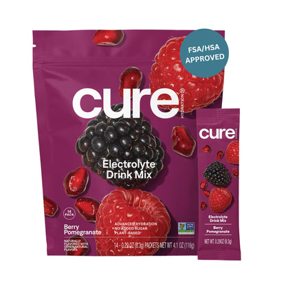 Cure Hydration | Plant-Based Electrolyte Drink Mix | No Added Sugar | FSA-HSA | Dehydration Relief Powder Made with Coconut Water | Non-GMO | Vegan - dailyvitalstore