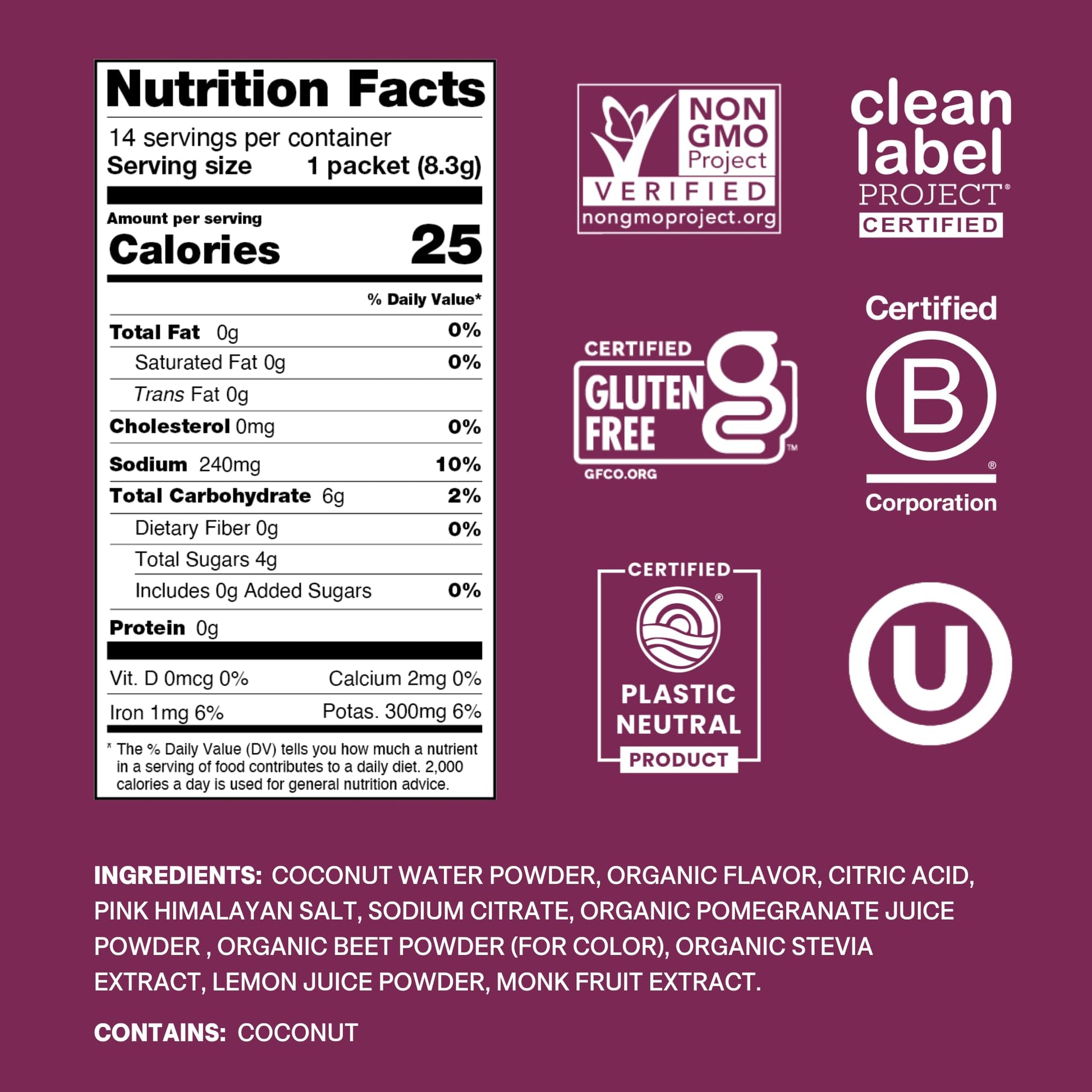 Cure Hydration | Plant-Based Electrolyte Drink Mix | No Added Sugar | FSA-HSA | Dehydration Relief Powder Made with Coconut Water | Non-GMO | Vegan - dailyvitalstore