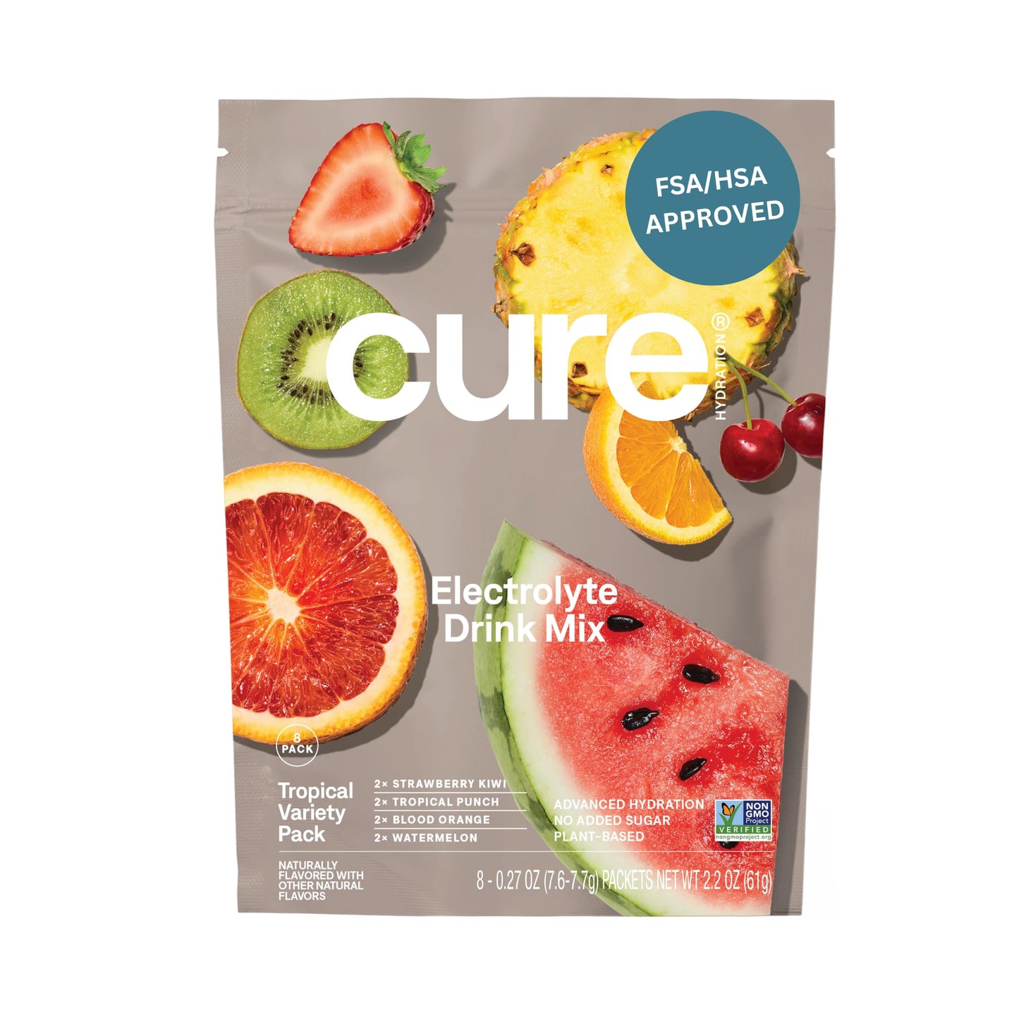 Cure Hydration | Plant-Based Electrolyte Drink Mix | No Added Sugar | FSA-HSA | Dehydration Relief Powder Made with Coconut Water | Non-GMO | Vegan - dailyvitalstore
