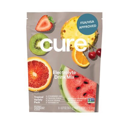 Cure Hydration | Plant-Based Electrolyte Drink Mix | No Added Sugar | FSA-HSA | Dehydration Relief Powder Made with Coconut Water | Non-GMO | Vegan - dailyvitalstore