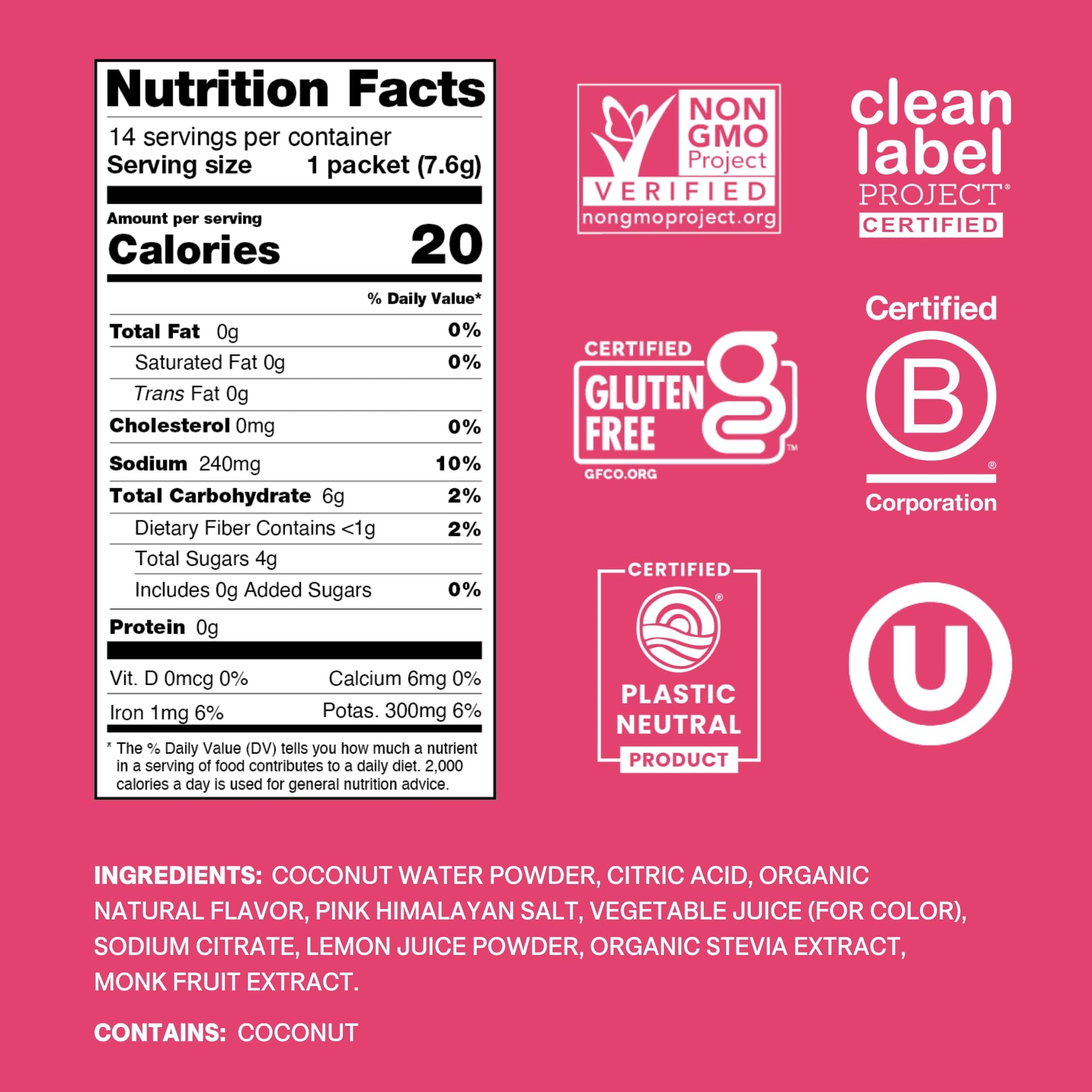 Cure Hydration | Plant-Based Electrolyte Drink Mix | No Added Sugar | FSA-HSA | Dehydration Relief Powder Made with Coconut Water | Non-GMO | Vegan | Pouch of 14 Packets - Tropical Punch - dailyvitalstore