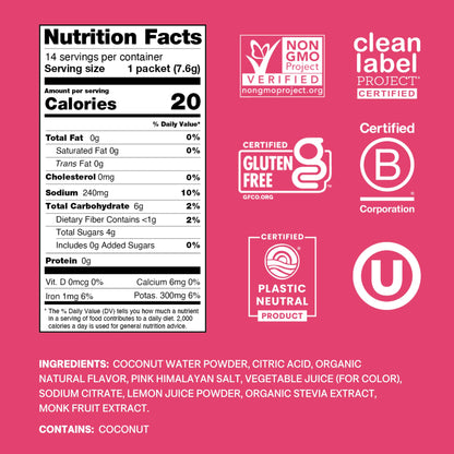 Cure Hydration | Plant-Based Electrolyte Drink Mix | No Added Sugar | FSA-HSA | Dehydration Relief Powder Made with Coconut Water | Non-GMO | Vegan | Pouch of 14 Packets - Tropical Punch - dailyvitalstore