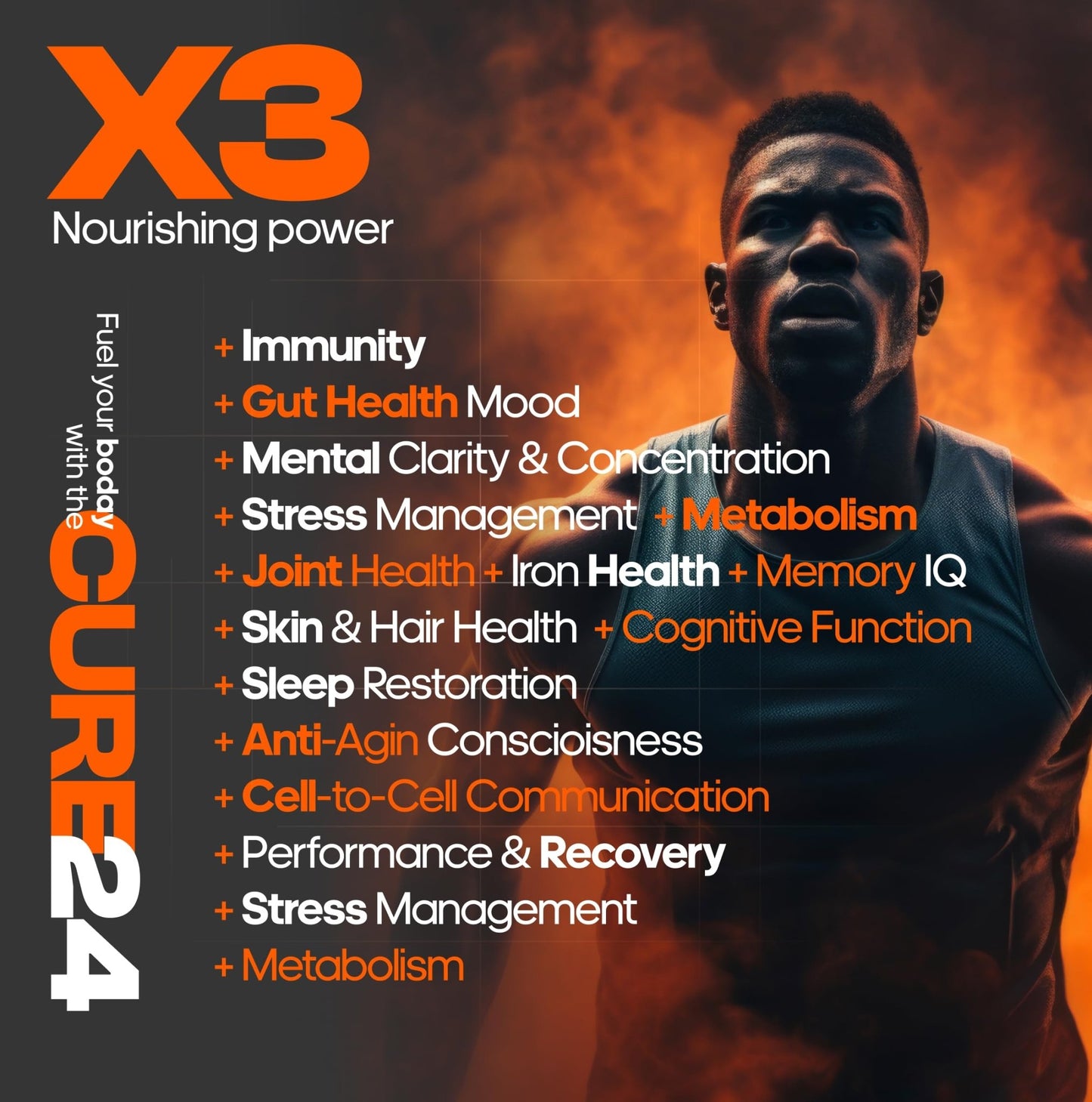 Cure24 Bovine X3 Colostrum Supplement Powder for Humans, 100% Pure Whole Natural Grass Fed Superfood, High IgG, Plus Probiotic & Prebiotic, Natural Peach-Mango Flavor, Made in USA - dailyvitalstore