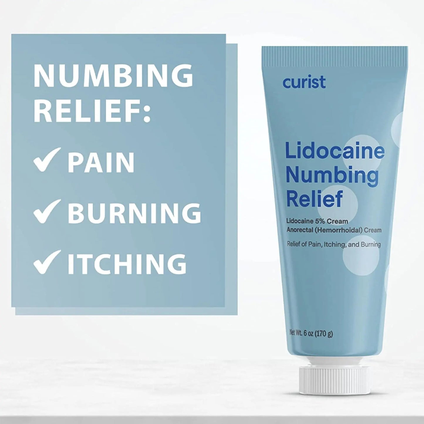 Curist 5% Lidocaine Cream Maximum OTC Strength Topical Pain Relief OTC - 12 oz (Pack of 2) XL Tube 5 Percent Lidocaine Numbing Cream to Numb Effectively (2 Pack - 6 oz Tube) - dailyvitalstore