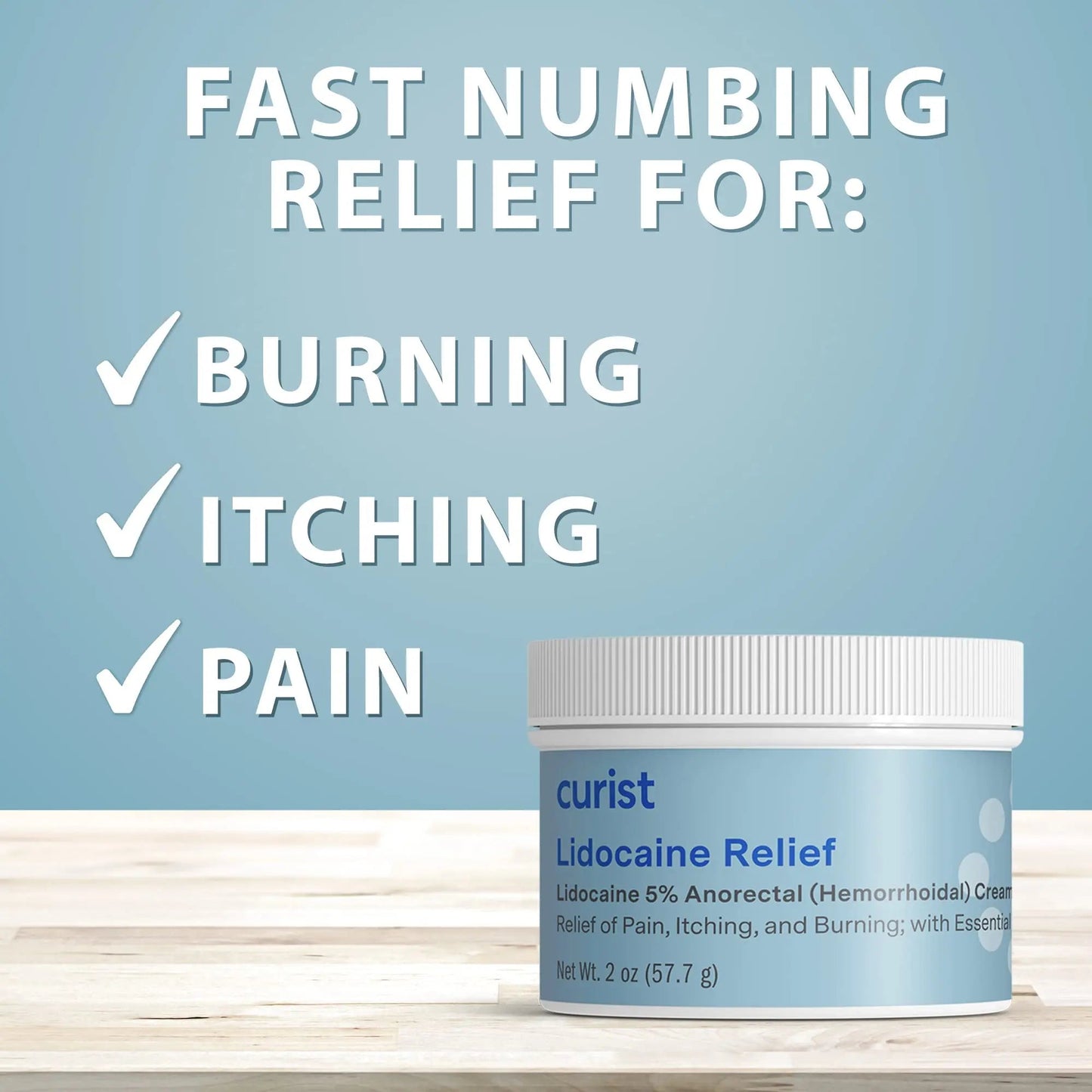 Curist 5% Lidocaine Cream Pain Relief - Numb Quickly & Effectively with 5% Lidocaine Numbing Cream for Anorectal Use - (1 Pack - 2 oz Jar) - dailyvitalstore