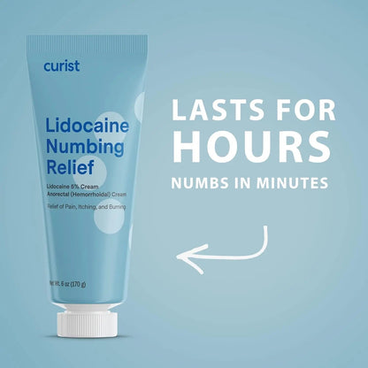 Curist 5% Lidocaine Numbing Cream - 6 oz (170 g) XL Tube - Soothing Numbing Cream for Temporary Discomfort, Itching, and Burning from Hemorrhoids Lidocaine 5% (1 Pack - 6 oz Tube) - dailyvitalstore