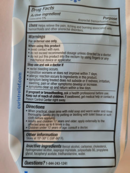 Curist 5% Lidocaine Numbing Cream - 6 oz (170 g) XL Tube - Soothing Numbing Cream for Temporary Discomfort, Itching, and Burning from Hemorrhoids Lidocaine 5% (1 Pack - 6 oz Tube) - dailyvitalstore
