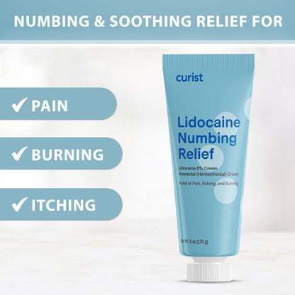Curist 5% Lidocaine Numbing Cream - 6 oz (170 g) XL Tube - Soothing Numbing Cream for Temporary Discomfort, Itching, and Burning from Hemorrhoids Lidocaine 5% (1 Pack - 6 oz Tube) - dailyvitalstore