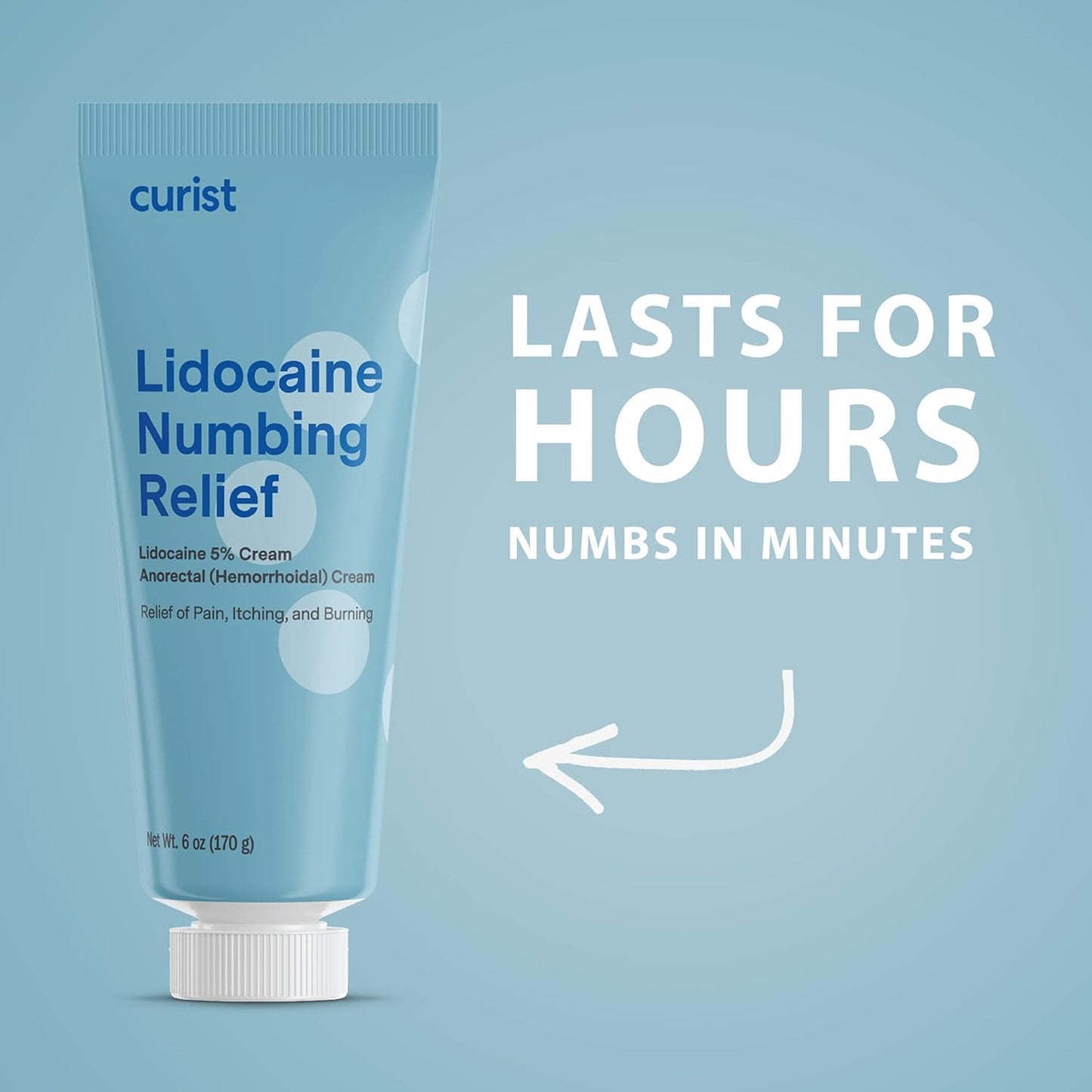 Curist 5% Lidocaine Numbing Cream - 6 oz (170 g) XL Tube - Soothing Numbing Cream for Temporary Discomfort, Itching, and Burning from Hemorrhoids Lidocaine 5% (1 Pack - 6 oz Tube) - dailyvitalstore