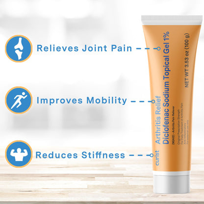 Curist Diclofenac Sodium Topical Gel 1 Percent 100g for Arthritis Pain - Joint Pain Relief for Hand Pain, Foot Pain, Knee Pain, Elbow Pain & Ankle Pain - 1% - 3.53oz - dailyvitalstore