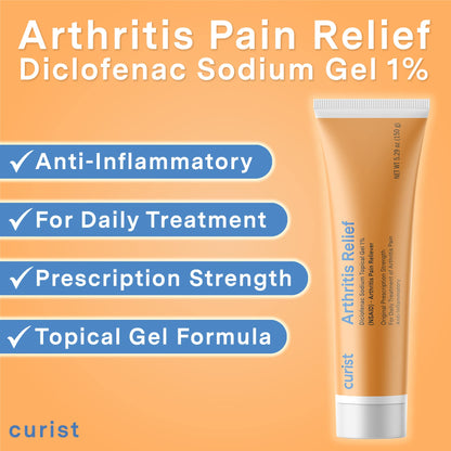Curist Diclofenac Sodium Topical Gel 1 Percent 150g for Arthritis Pain - Joint Pain Relief for Hand/Foot Pain, Knee/Elbow Pain & Ankle Pain - 1% - 5.29oz - dailyvitalstore