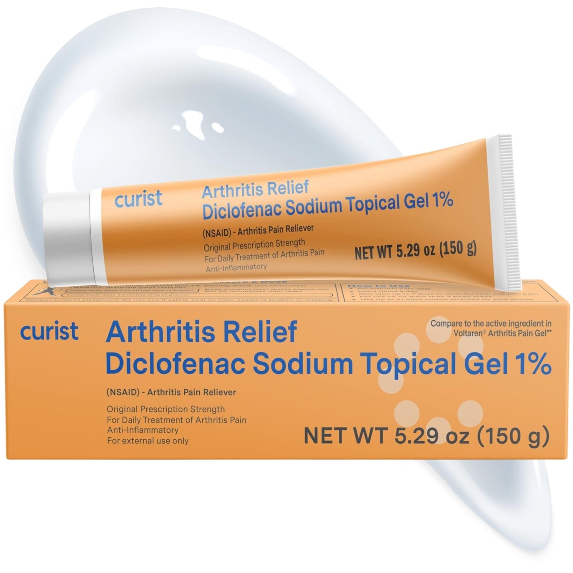 Curist Diclofenac Sodium Topical Gel 1 Percent 150g for Arthritis Pain - Joint Pain Relief for Hand/Foot Pain, Knee/Elbow Pain & Ankle Pain - 1% - 5.29oz - dailyvitalstore