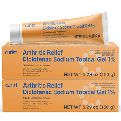 Curist Diclofenac Sodium Topical Gel 1 Percent 150g - Joint Pain Relief for Hand Pain, Foot, Knee Pain, Elbow, or Ankle Discomfort - 1% Gel - 2 Pack - dailyvitalstore