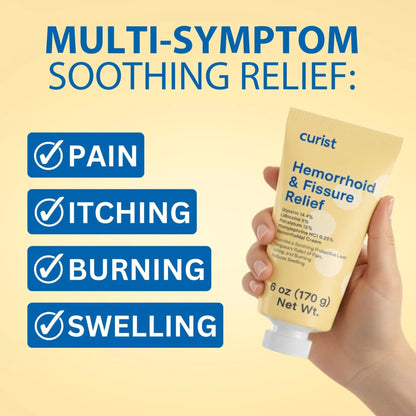 Curist Fissure and Hemorrhoid Cream with Lidocaine 5% and Phenylephrine HCl - Numbing Anal Fissure Cream Temporarily Shrinks Hemorrhoids - Reduces Itching, Swelling, & Burning - Huge Tube - 6oz - dailyvitalstore