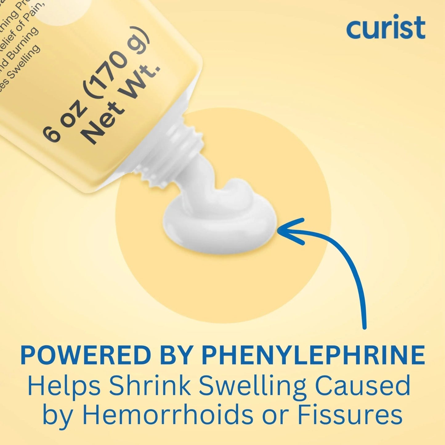 Curist Fissure and Hemorrhoid Cream with Lidocaine 5% and Phenylephrine HCl - Numbing Anal Fissure Cream Temporarily Shrinks Hemorrhoids - Reduces Itching, Swelling, & Burning - Huge Tube - 6oz - dailyvitalstore