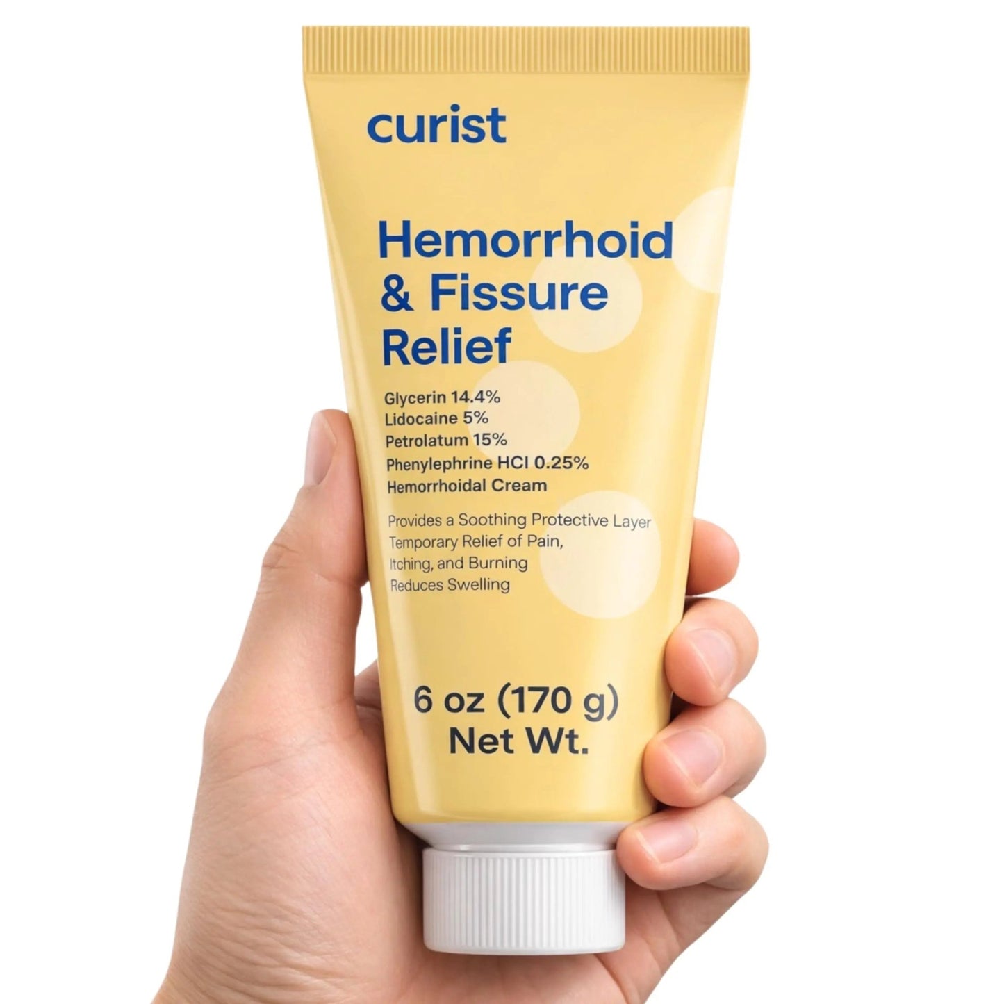 Curist Fissure and Hemorrhoid Cream with Lidocaine 5% and Phenylephrine HCl - Numbing Anal Fissure Cream Temporarily Shrinks Hemorrhoids - Reduces Itching, Swelling, & Burning - Huge Tube - 6oz - dailyvitalstore
