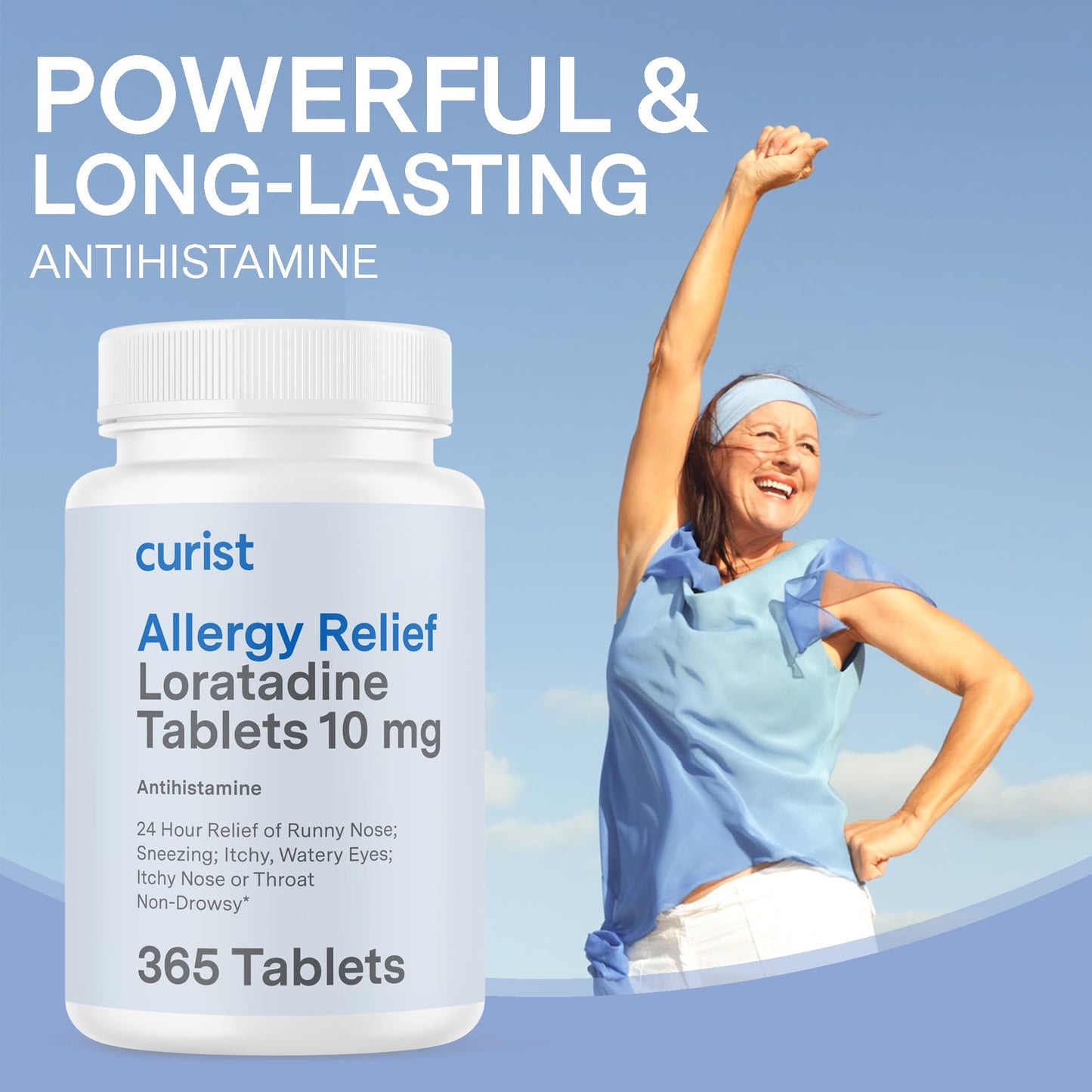 Curist Loratadine 10mg 365 Count - All Day Non Drowsy Allergy Medicine - 24 Hour Antihistamine Tablets for Runny Nose, Itchy Eyes, & Sneezing - Indoor & Outdoor Allergy Medicine for Adults - dailyvitalstore