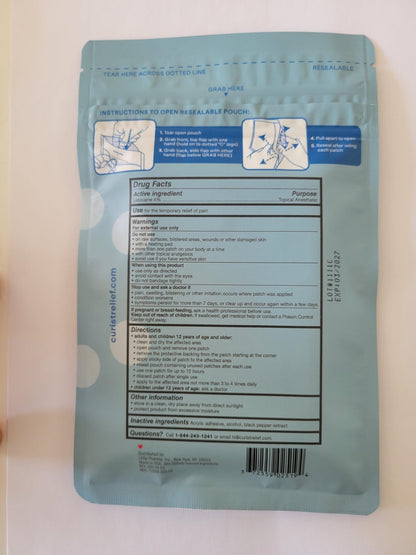Curist Super Stick Lidocaine Patches Topical Pain Relief - Long Lasting Adhesive for Back Relief, Neck Relief, Sore Muscle Relief (20 Patches -1 Pack - 3x5 Lidocaine 4% Patches) - dailyvitalstore