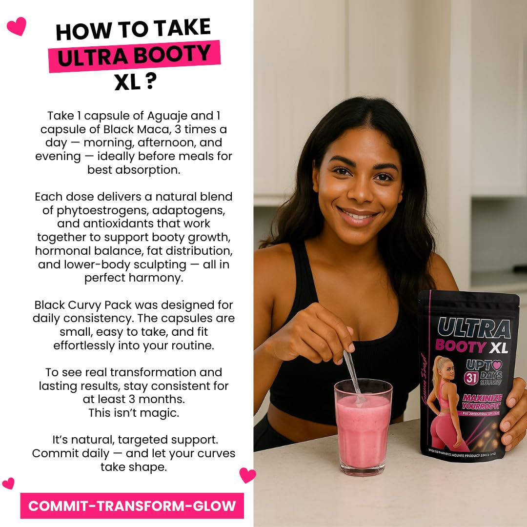 Curvy Fruit Maximum Booty Growth – Ultra Booty Powder with Aguaje + Black Maca – Glute Volume Supplement for Women - dailyvitalstore