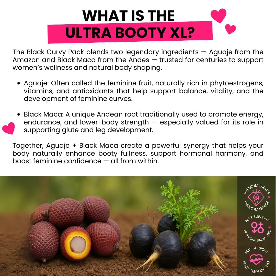 Curvy Fruit Maximum Booty Growth – Ultra Booty Powder with Aguaje + Black Maca – Glute Volume Supplement for Women - dailyvitalstore