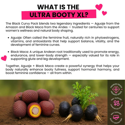 Curvy Fruit Maximum Booty Growth – Ultra Booty Powder with Aguaje + Black Maca – Glute Volume Supplement for Women - dailyvitalstore