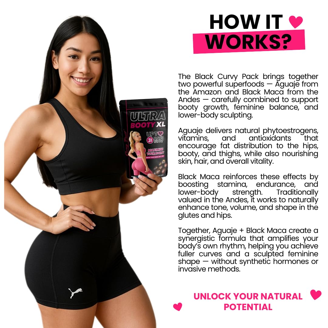 Curvy Fruit Maximum Booty Growth – Ultra Booty Powder with Aguaje + Black Maca – Glute Volume Supplement for Women - dailyvitalstore