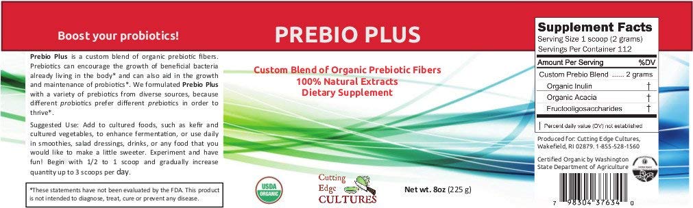 Cutting Edge Cultures Prebio Plus Prebiotic Fiber Powder Best Custom Blend of Organic Prebiotic Fibers Dietary Supplement 8 oz - dailyvitalstore