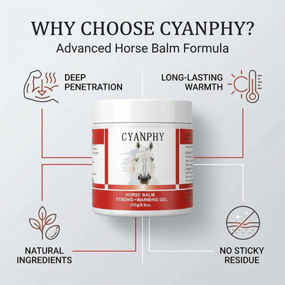 CYANPHY 250g Unisex Adult Extra Strong Horse Balm Joint Massage Cream with Fresh Scent for Muscle & Joint Massage Body for Warming Massage Gel for Hands, Feet, Legs, Knees, Waist for People - dailyvitalstore