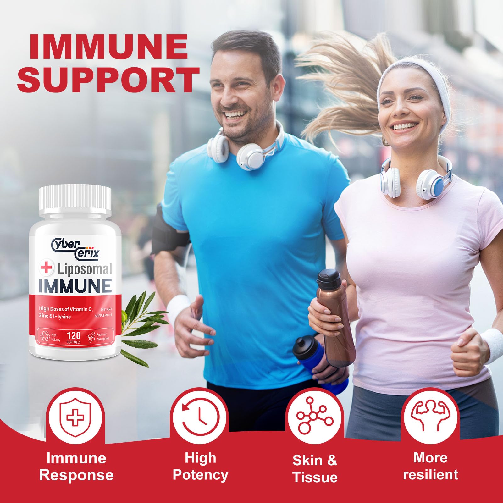 CyberCerix Advanced Liposomal Immune Supplement, Complex with L-Lysine 1,500mg, Vitamins, Minerals & Herbal Extracts, Comprehensive Daily Wellness Blend for Men & Women - 120 Capsules - dailyvitalstore