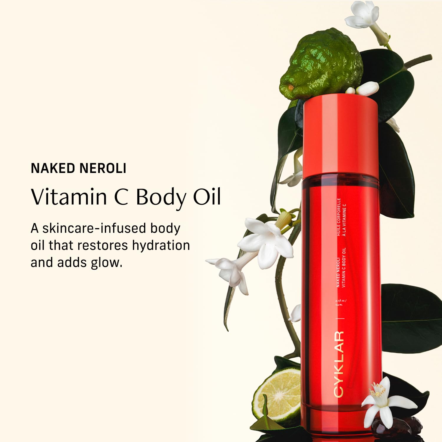 CYKLAR Vitamin C Body Oil for Women and Men. Moisturizing Naked Neroli Scented Body Serum for Glowing Skin. Nourishing, Hydrating After-Shower and Bath Skin Care Moisturizer, 4.2 Fl Oz - dailyvitalstore