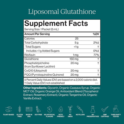 CYMBIOTIKA Liposomal Glutathione Supplement – PQQ, CoQ10 & Antioxidants for Detox, Brain, Energy, Immune Support – Advanced Absorption for Cellular Health - dailyvitalstore