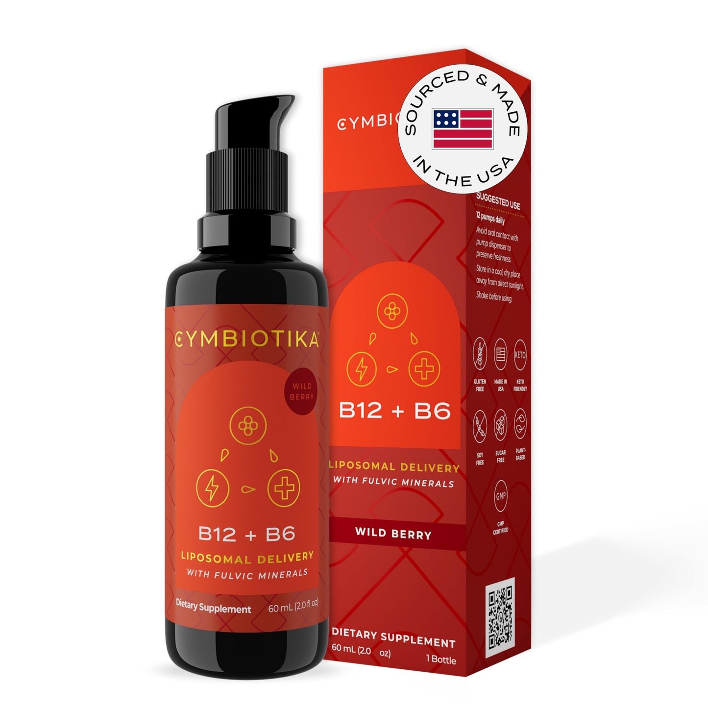 CYMBIOTIKA Liposomal Vitamin B12 Liquid Supplement, 1250 mcg, Supports Energy, Cell Production, Helps Strengthen Hair, Skin & Nails, Non-GMO, Gluten Free - dailyvitalstore