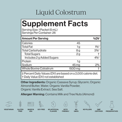 CYMBIOTIKA Liquid Colostrum, 1.5g Full Spectrum Colostrum, Grass-Fed Bovine Colostrum for Gut Health, Immune Support, Skin & Recovery - dailyvitalstore