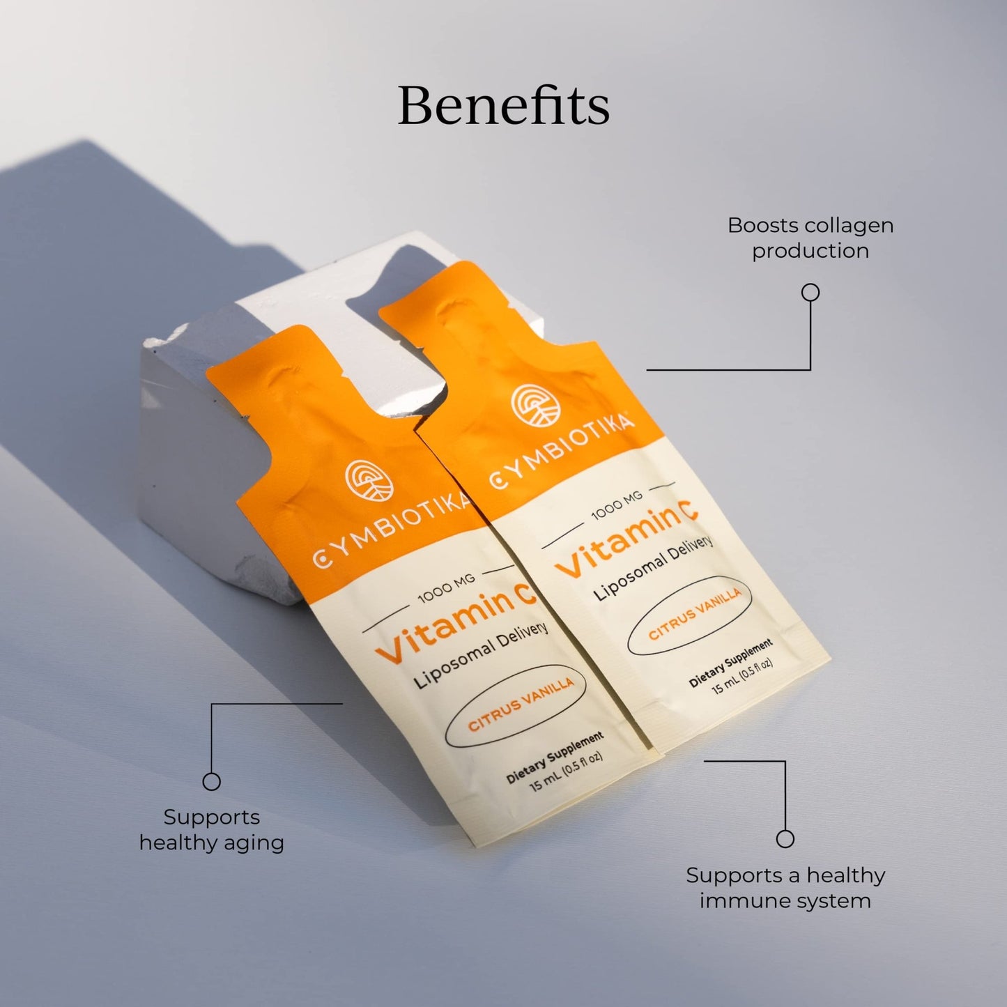 CYMBIOTIKA Vitamin C Individual Packets, Liposomal Delivery, Supplement for Immune Support, Collagen Boost, & Healthy Aging - dailyvitalstore
