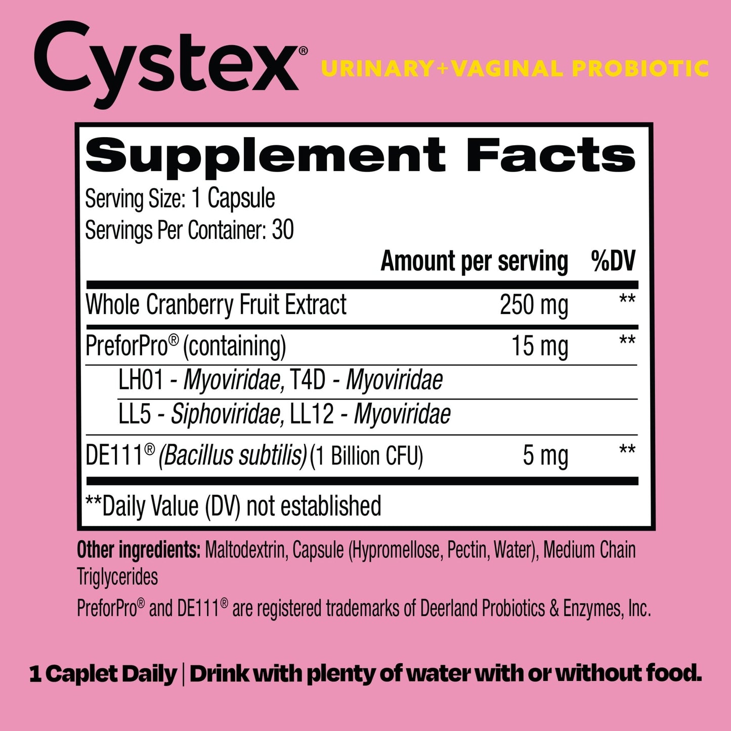 Cystex 3-in-1 Urinary Tract Probiotic for Women - Fast-Acting UTI & Yeast Infection Support with Prebiotics, Probiotics, & Cranberry - Supports Vaginal pH & Flora Balance - 30 Capsules - dailyvitalstore