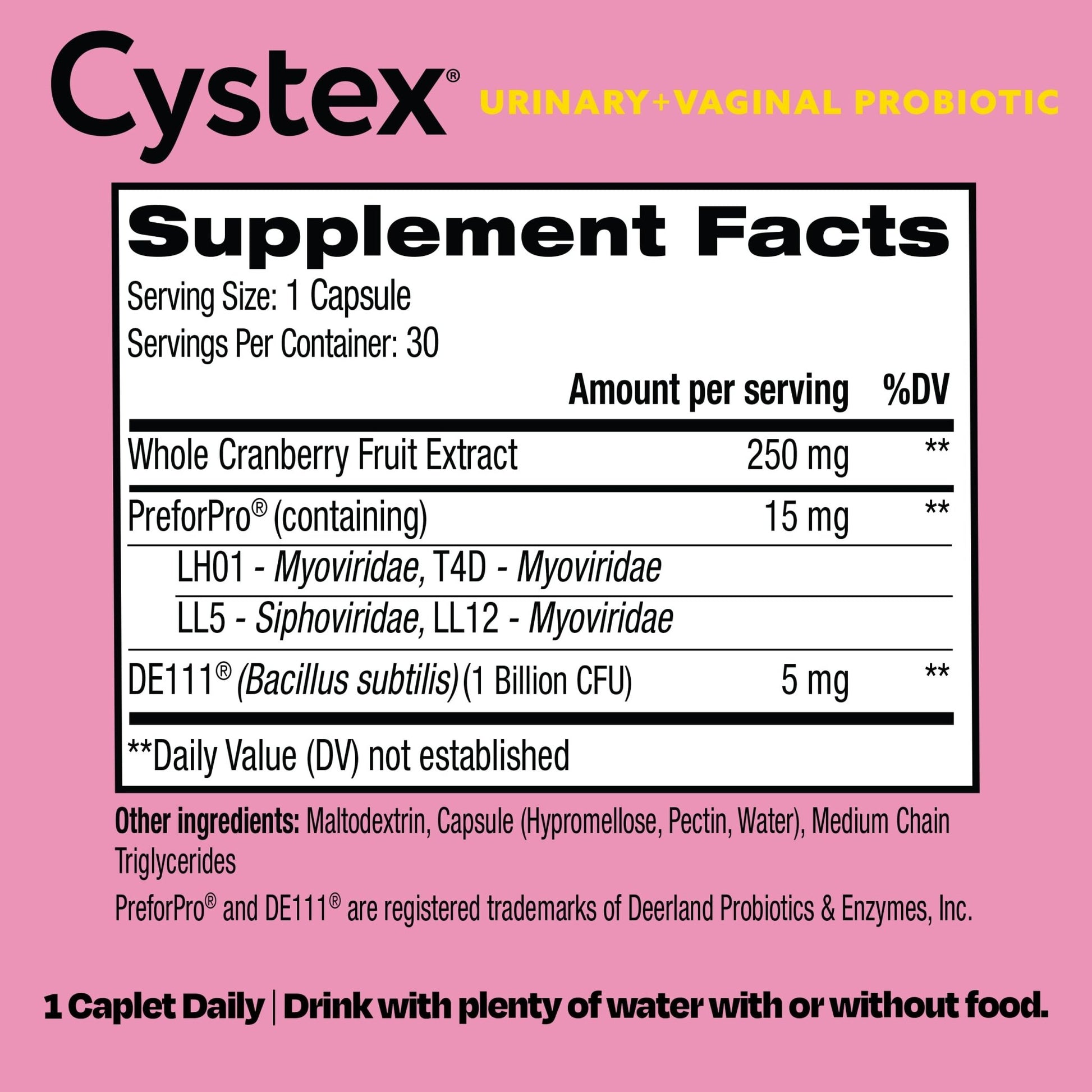 Cystex 3-in-1 Urinary Tract Probiotic for Women - Fast-Acting UTI & Yeast Infection Support with Prebiotics, Probiotics, & Cranberry - Supports Vaginal pH & Flora Balance - 30 Capsules - dailyvitalstore