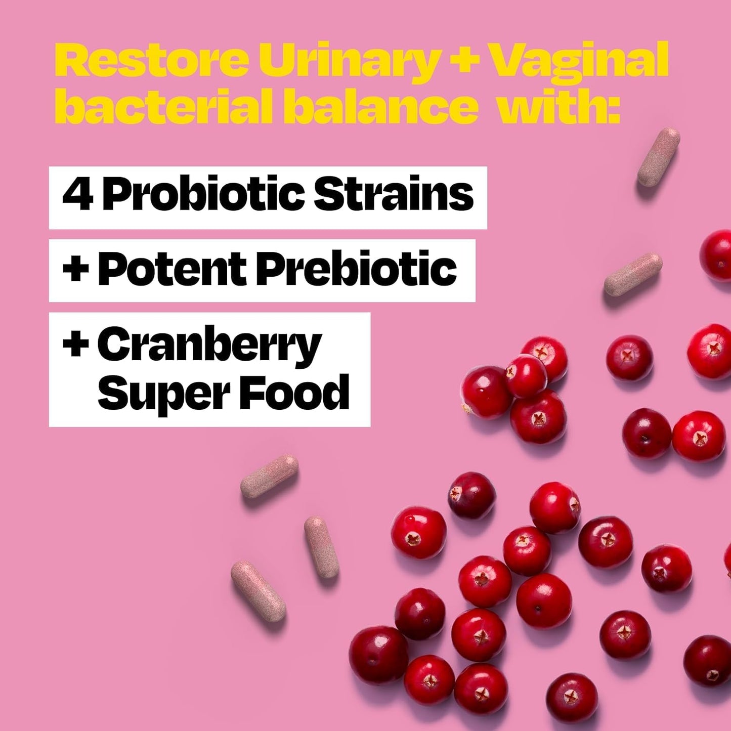 Cystex 3-in-1 Urinary Tract Probiotic for Women - Fast-Acting UTI & Yeast Infection Support with Prebiotics, Probiotics, & Cranberry - Supports Vaginal pH & Flora Balance - 30 Capsules - dailyvitalstore